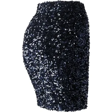 REEMONDE Sparkly Women's Mini Sequin Skirt for Parties