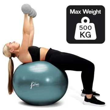 Femeo® Exercise Ball for Yoga, Stability, Pregnancy Pilates & Birthing | 100 Page Book | Over 50 Workout Exercises | Anti Burst Teal 75cm