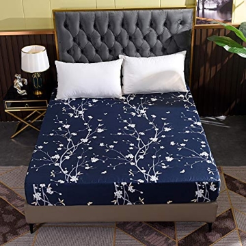Hecnoey Floral Printed Bed Fitted Sheets with Deep Pocket Design