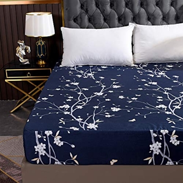 Hecnoey Floral Printed Fitted Sheet for Full Mattress