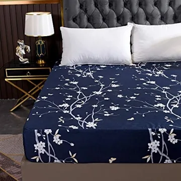 Hecnoey Floral Printed Fitted Sheet for Full Mattress
