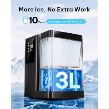 Silonn Nugget Ice Maker - 3L Detachable Tank, Self Cleaning Ice Machine