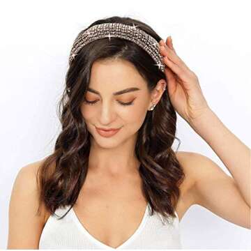 milylove Rhinestone Crystal Diamond Headbands for Women Fashionable Handmade Wide Hair Hoops Beaded ...