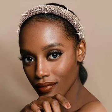 milylove Rhinestone Crystal Diamond Headbands for Women Fashionable Handmade Wide Hair Hoops Beaded Bling HairBand Hair Accessories