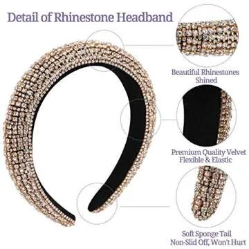 milylove Rhinestone Crystal Diamond Headbands for Women Fashionable Handmade Wide Hair Hoops Beaded Bling HairBand Hair Accessories