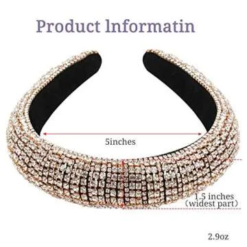 milylove Rhinestone Crystal Diamond Headbands for Women Fashionable Handmade Wide Hair Hoops Beaded Bling HairBand Hair Accessories