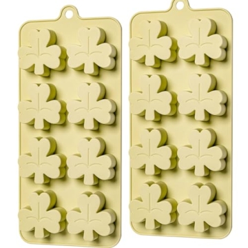 Shamrocks Chocolate Molds, 2 Pack Silicone Candy Mold St Patrick's Day Silicone Ice Cube Mold, Bakin...