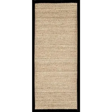 nuLOOM 2x6 Elijah Seagrass Area Rug, Black, Solid Farmhouse Style, Cotton Bordered, Basketweave, Natural Fiber, For Bedroom, Dining Room, Living Room, Hallway, Office, Kitchen, Entryway