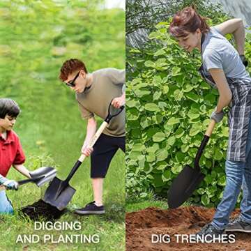 KOLEIYA Shovel,Spade Shovels for Digging Gardening Planting Trenching,Metal Shovel with D Handel for Sand Beach Dirt,41inches Short Shovel