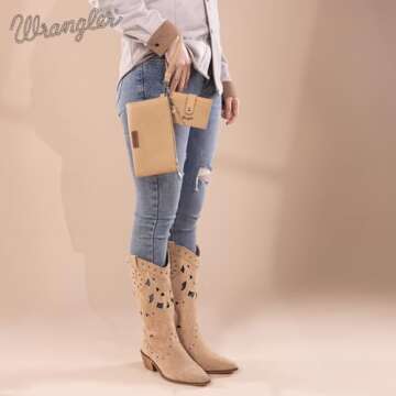 Montana West x Wrangler Keychain Wristlet Wallets for Women Detachable Dual Pouch Wristlet Portable ...