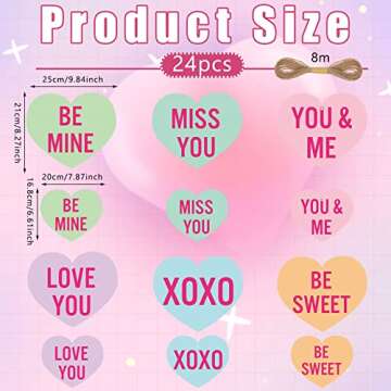24 Pcs Heart Shaped Hanging Decorations for Valentine's Day