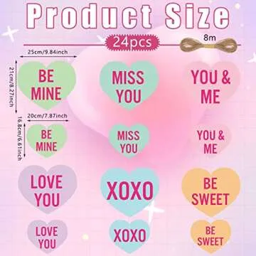 24 Pcs Heart Shaped Hanging Decorations for Valentine's Day