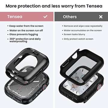 Tensea (2 in 1) for Waterproof Apple Watch Screen Protector Case Series 9 8 7 45mm Accessories, iWat...