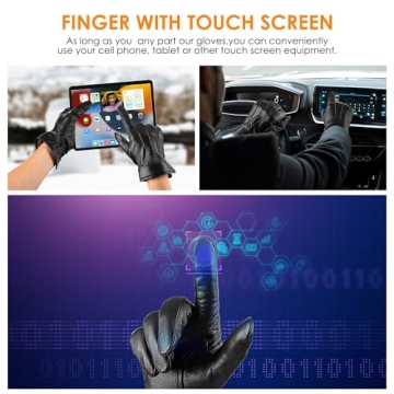 Warm Touch Screen Genuine Sheepskin Leather Gloves