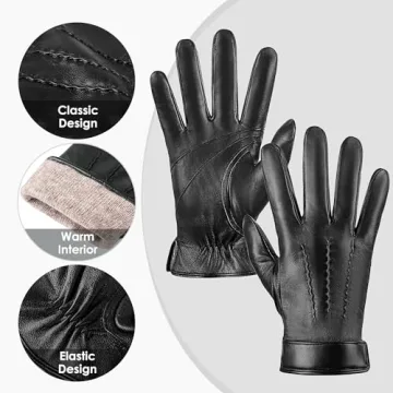 Warm Touch Screen Genuine Sheepskin Leather Gloves