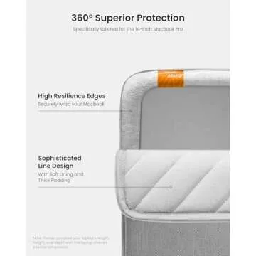tomtoc 360 Protective Laptop Sleeve for 14-inch MacBook Pro M4/M3/M2/M1 Pro/Max A3112 A3401 A3185 A2992 A2918 A2779 2024-2021, Water-Resistant Case Bag with Accessory Pocket for 13.8 Surface Laptop 7