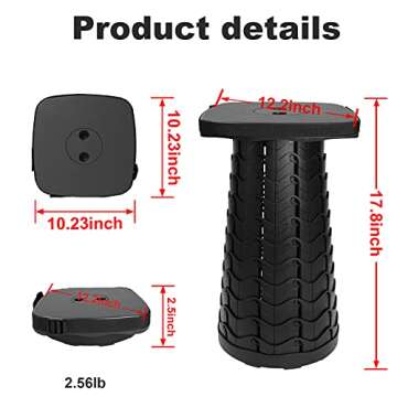 Deer's Life Square Portable Folding Stool, 2024 Upgrade Full Color Collapsible Stools for Adults Heavy Duty 485lbs Yet Small Lightweight Telescoping Retractable Camping Stool for Travel Outdoor Indoor