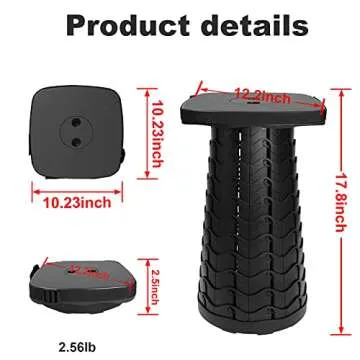 Deer's Life Square Portable Folding Stool, 2024 Upgrade Full Color Collapsible Stools for Adults Heavy Duty 485lbs Yet Small Lightweight Telescoping Retractable Camping Stool for Travel Outdoor Indoor