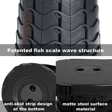 Deer's Life Square Portable Folding Stool, 2024 Upgrade Full Color Collapsible Stools for Adults Heavy Duty 485lbs Yet Small Lightweight Telescoping Retractable Camping Stool for Travel Outdoor Indoor