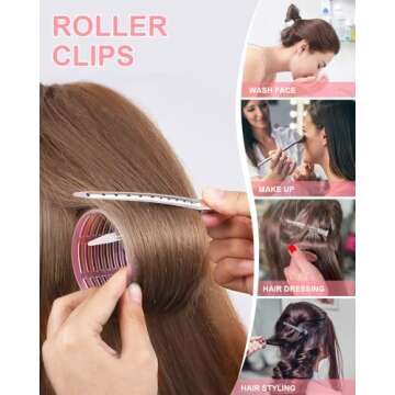 Rollers Hair Curlers, AMOHEE 42Pcs Hair Rollers Set Include 68mm 48mm 41mm Hair Roller for Long Hair Short Bangs with 16Pcs Roller Clips, Clear Toiletry Bag and Rat Tail Comb