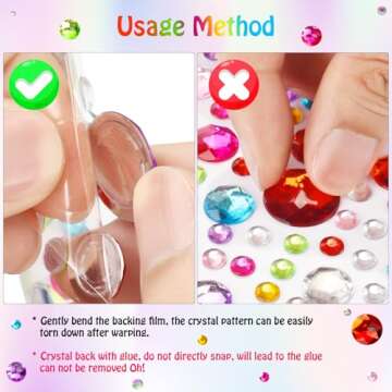 971 pcs Gem Stickers, Star Heart Round Small Stickers for Kids Adults, Glitter Cute Stickers for Cra...