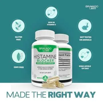 Bravado Labs Premium Histamine Block - Diamine Oxidase (DAO) Enzyme Formula - Advanced Support for Food-Derived Intolerance - Made in USA (30 Capsules)