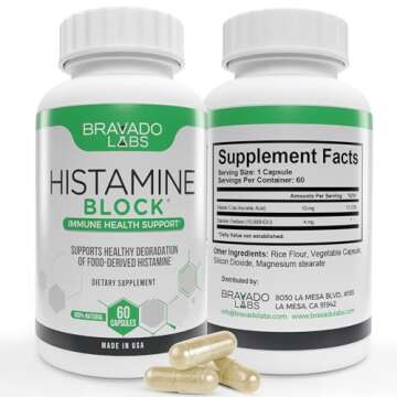 Bravado Labs Premium Histamine Block - Diamine Oxidase (DAO) Enzyme Formula - Advanced Support for Food-Derived Intolerance - Made in USA (30 Capsules)