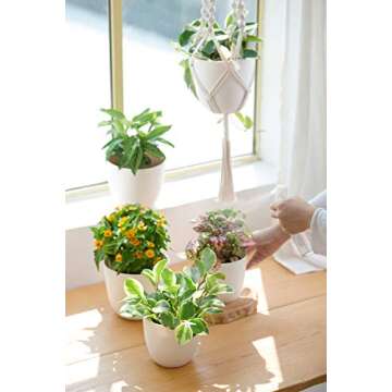 Mkono Macrame Plant Hangers with Plastic Planters, 3 Different Sizes, Indoor Hanging Planters Basket...