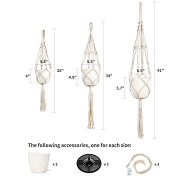 Mkono Macrame Plant Hangers - Stylish Indoor Decor with Pots