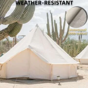 DANCHEL OUTDOOR Waterproof Yurt Tent for Camping 900D Oxford, White Glamping Bell Tent for 2 Person Family Gathering Christmas 9.8ft/3m
