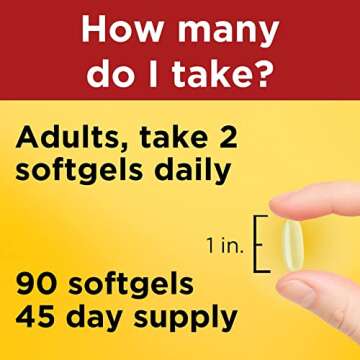 Nature Made Fish Oil 1000 mg Softgels, Fish Oil Supplements, Omega 3 Fish Oil for Healthy Heart Support, Omega 3 Supplement with 90 Softgels, 45 Day Supply