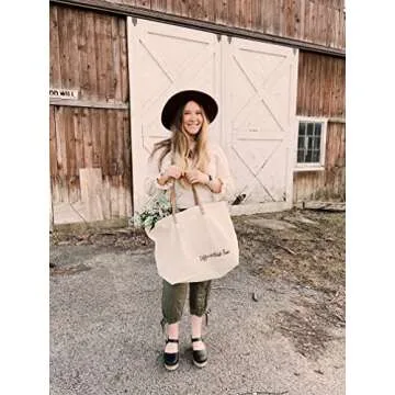 Canvas Tote Bag for Women, Stylish Bible Bag with Leather Straps