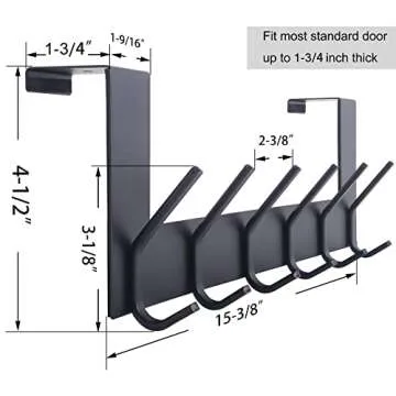 WEBI Over The Door Hooks Door Hanger,Over The Door Towel Rack with 6 Coat Hooks for Hanging,Door Coa...