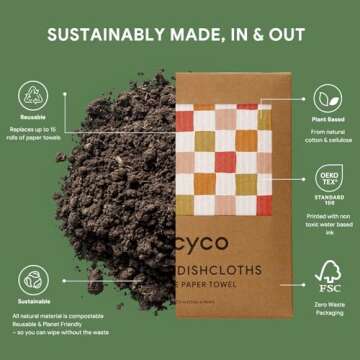 RECYCO Swedish Dishcloths for Kitchen | 6 Pack Desert Sunset Washable Dish Rags | Cellulose Reusable Cleaning Paper Towels | Absorbent Counter Dish Cloth Sponge Kitchen Wipes, 8" L x 7" W