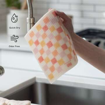 RECYCO Swedish Dishcloths for Kitchen | 6 Pack Desert Sunset Washable Dish Rags | Cellulose Reusable Cleaning Paper Towels | Absorbent Counter Dish Cloth Sponge Kitchen Wipes, 8" L x 7" W
