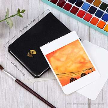 Paul Rubens Watercolor Paper, 100% Cotton Hot Press Watercolor Journal 7.6” x 5.3”, 20 Sheets (140lb/300gsm), Acid-Free for Watercolors, Gouache, Acrylics