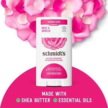 Schmidt's Deodorant, Deodorant Stick Rose Vanilla, 3.25 Ounce