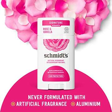 Schmidt's Deodorant, Deodorant Stick Rose Vanilla, 3.25 Ounce