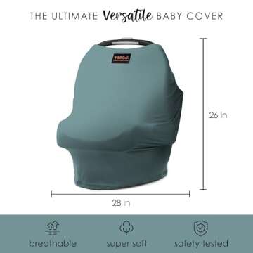 Milk Snob Original 5-in-1 Luxe Cover in Jade - Added Privacy for Breastfeeding, Baby Car Seat, Carrier, Stroller, High Chair, Shopping Cart, Lounger Canopy, Newborn Essentials, Nursing Top