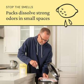 Fresh Wave Lemon Odor Eliminating & Deodorizing Packs | Bag of 6 | Safer Odor Relief for Small Spaces | Natural Plant-Based Odor Eliminator | Odor Absorbers for Home