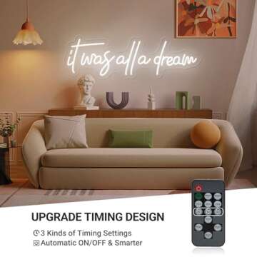 27 Inch It was All a Dream Neon Sign with Remote, Large Timed Neon Lights for Wall Decor, LED Handmd...