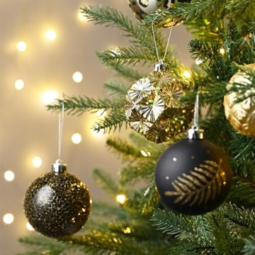 Elegant Black and Gold Christmas Ornaments Set