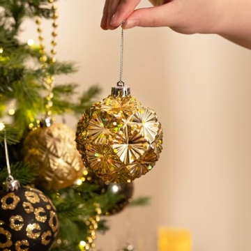 Elegant Black and Gold Christmas Ornaments Set