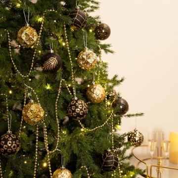 Elegant Black and Gold Christmas Ornaments Set