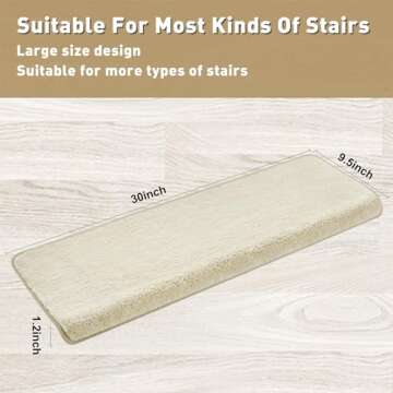 PURE ERA Carpet Stair Treads Ultra Plush 9.5" X 30"Soft Bullnose Indoor Stair Protectors Pet-Friendl...