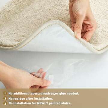 PURE ERA Carpet Stair Treads Ultra Plush 9.5" X 30"Soft Bullnose Indoor Stair Protectors Pet-Friendly Non-Slip Skid Resistant Tape Free Washable Reusable(14 Pieces,Beige)