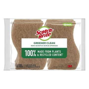 Scotch-Brite Greener Clean Scrub Sponges - Natural Non-Scratch Sponges for Kitchen & Household