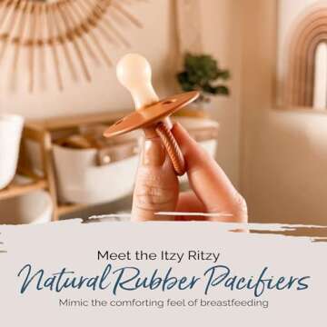 Itzy Ritzy Natural Rubber Pacifiers Set of 2 – Natural Rubber Newborn Pacifiers with Cherry-Shaped...