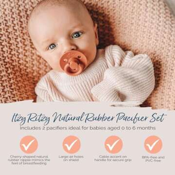 Itzy Ritzy Natural Rubber Pacifiers Set for Newborns 0-6 Months
