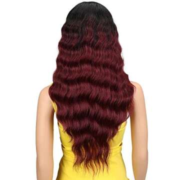 Joedir Lace Front Wigs 24" Long Wavy Synthetic Wigs For Black Women 130% Density Wigs(TT1B/530)